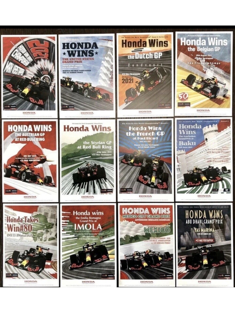 Red Bull Honda Formula 1 F1 Postcard Set of 12 2021 M・Japan Exclusive Redbull Ru